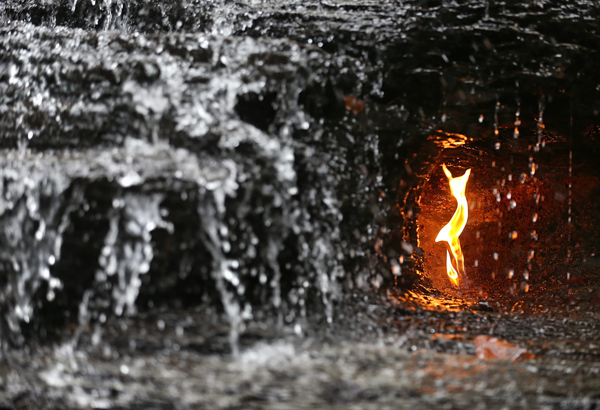 Eternal Flame Falls located in Chestnut Ridge Park in Orchard Park, NY.