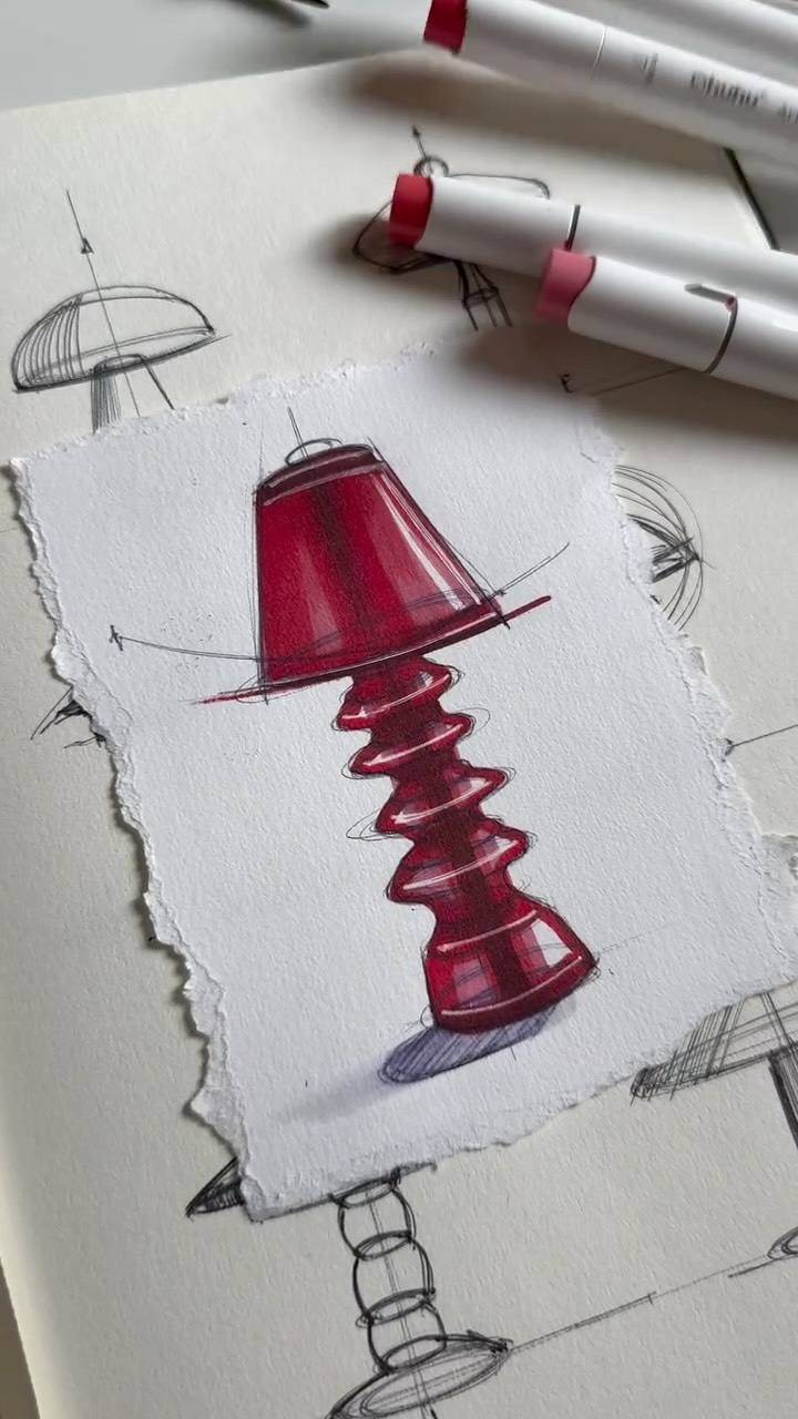 Finding fresh design inspiration in a simple red lamp sketch