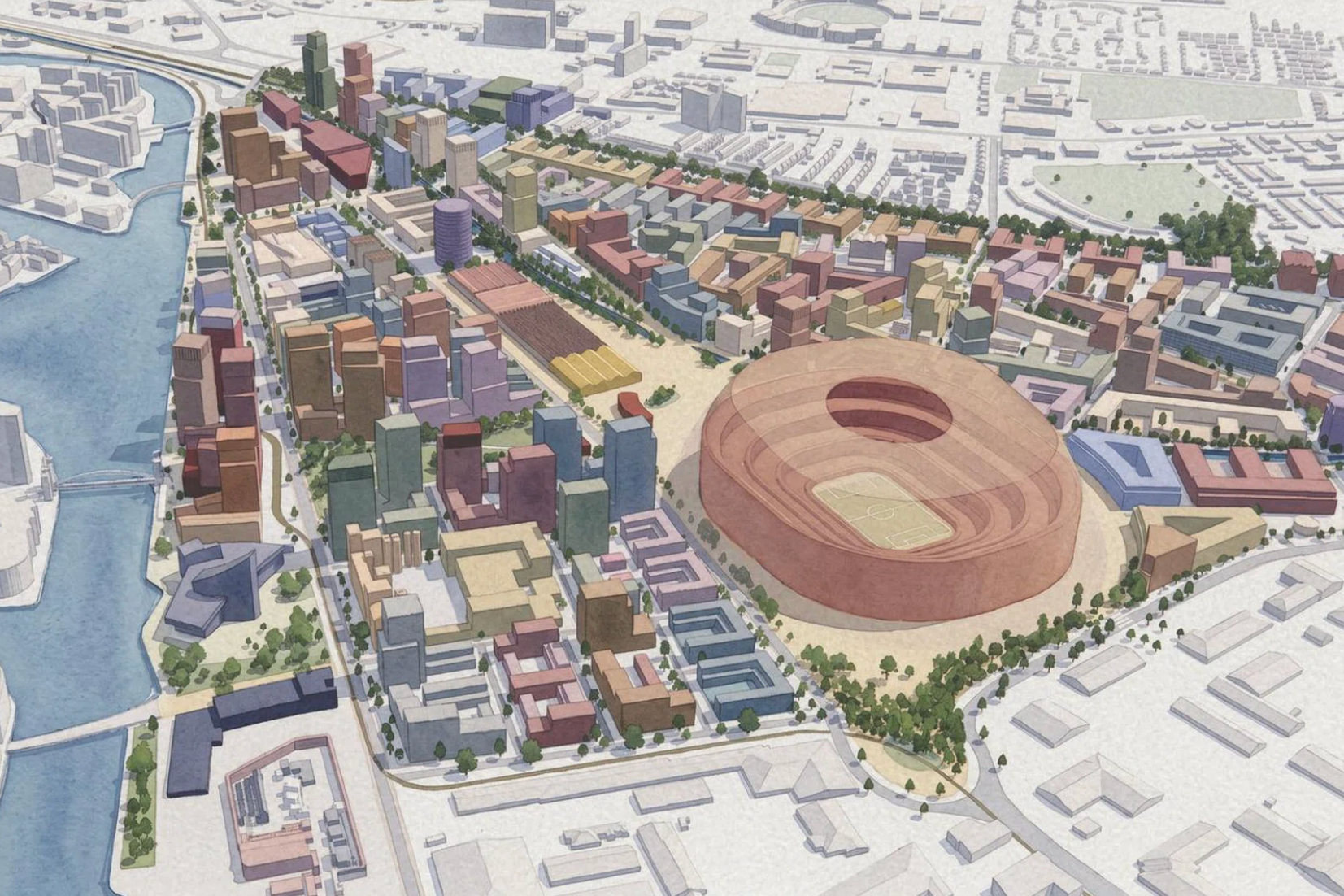 Manchester United's new stadium will be approximately 350 metres away from Old Trafford (Manchester United)
