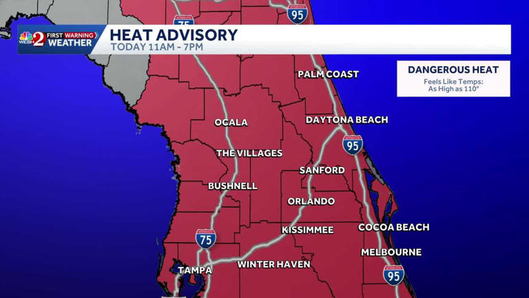 Heat advisories posted for all of Central Florida