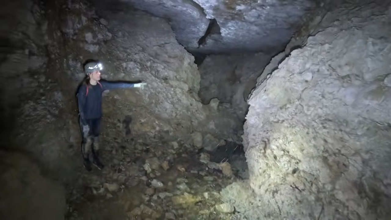 A cave explorer crawled into a hidden room - then realized the ceiling ...