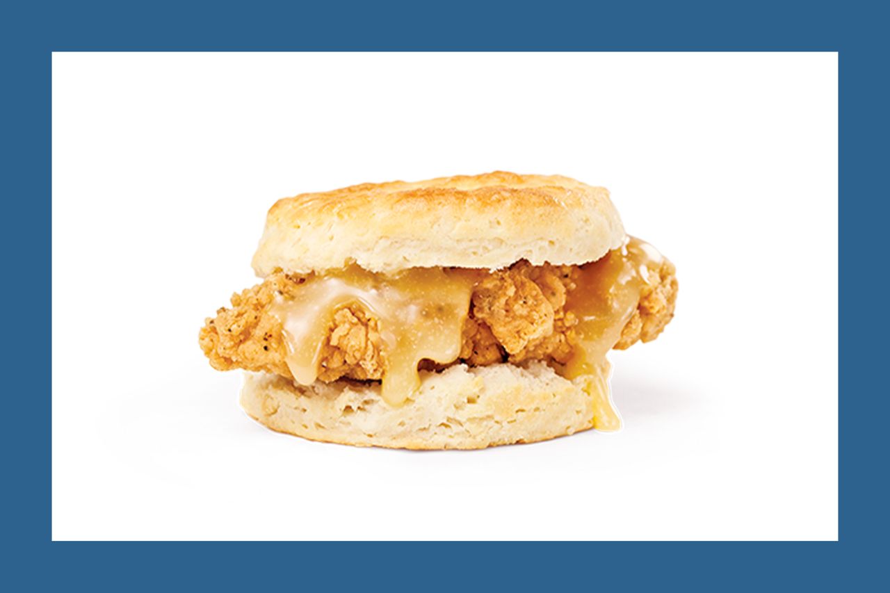 Chicken biscuit sandwich with honey butter filling