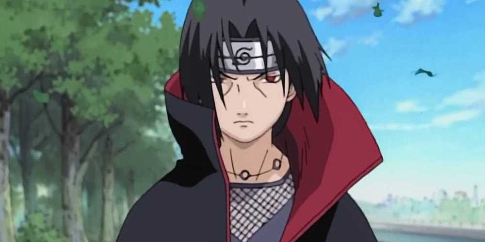 Itachi Uchiha prepares to fight Kurenai and Asuma in Naruto.