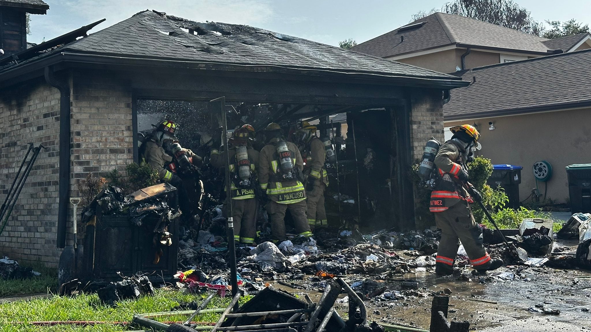 2 deputies taken to hospital after garage fire in Orange County