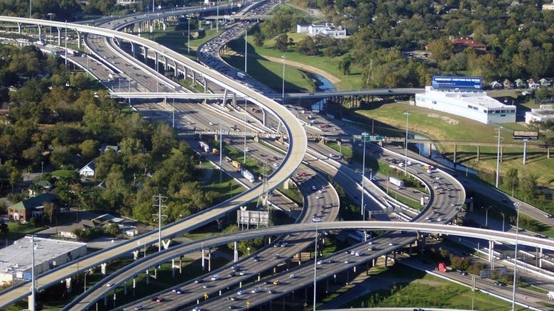Interstate 10 and 45 in downtown Houston