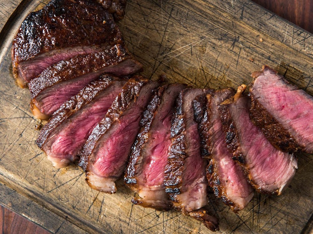 Slices of butter basted steak