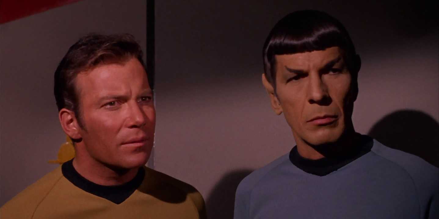 Leonard Nimoy as Spock and William Shatner as Captain James T. Kirk in Star Trek: The Original Series.