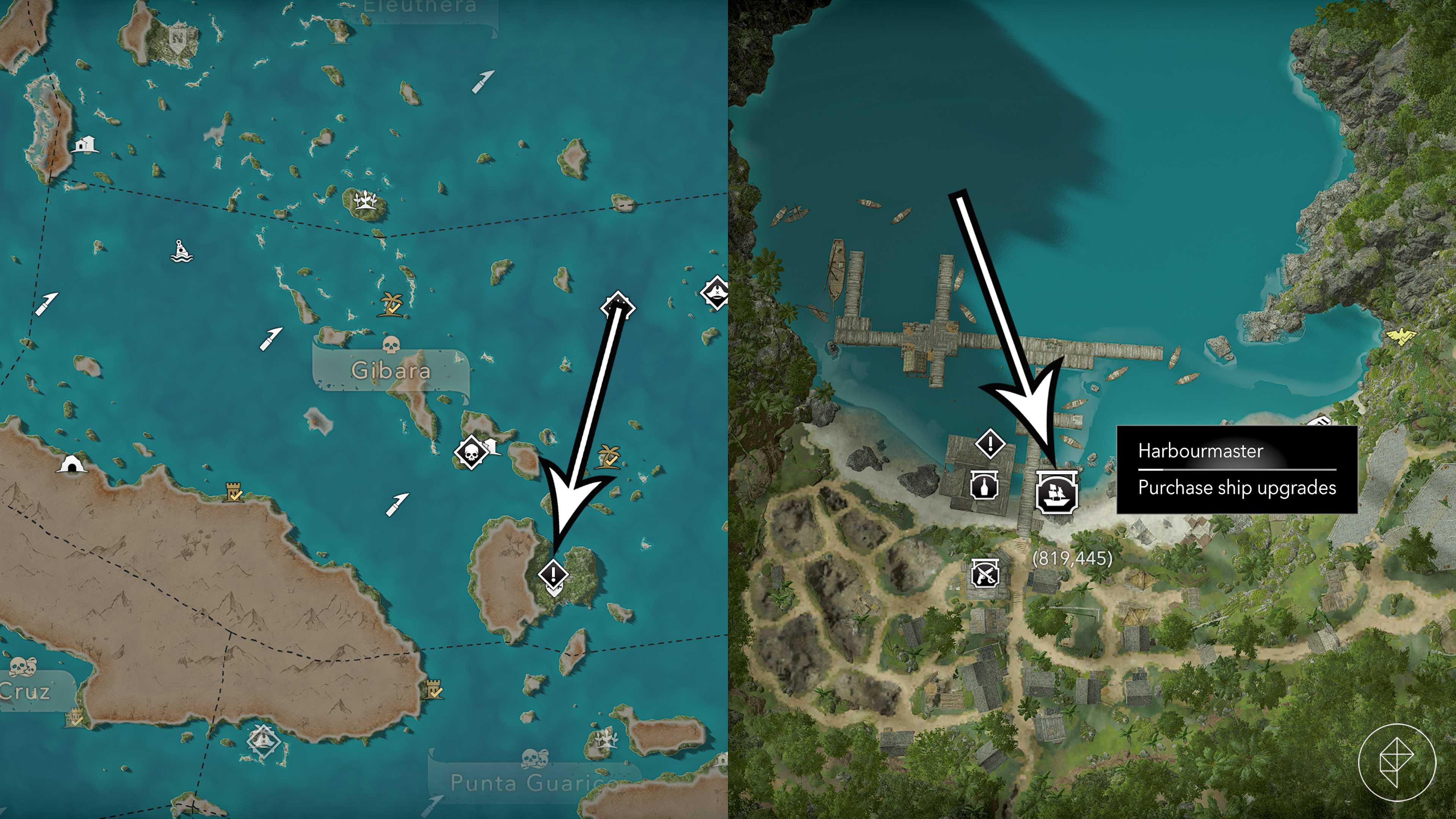 The location of the harbormaster in Assassin's Creed Black Flag Resynced, which players must upgrade to use their ultimate plans.