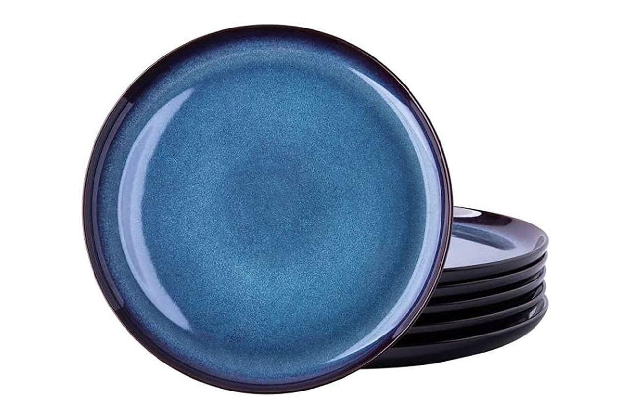 LERATIO Ceramic Plate Set of 6,8.5 Inch Reactive Glaze Light Weight Porcelain Salad Plates