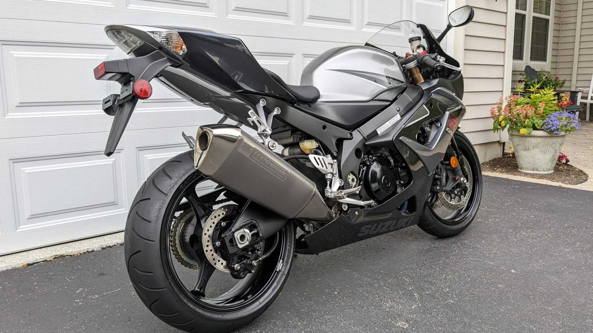 A rear three-quarter shot of the 2006 Suzuki GSX-R1000 parked