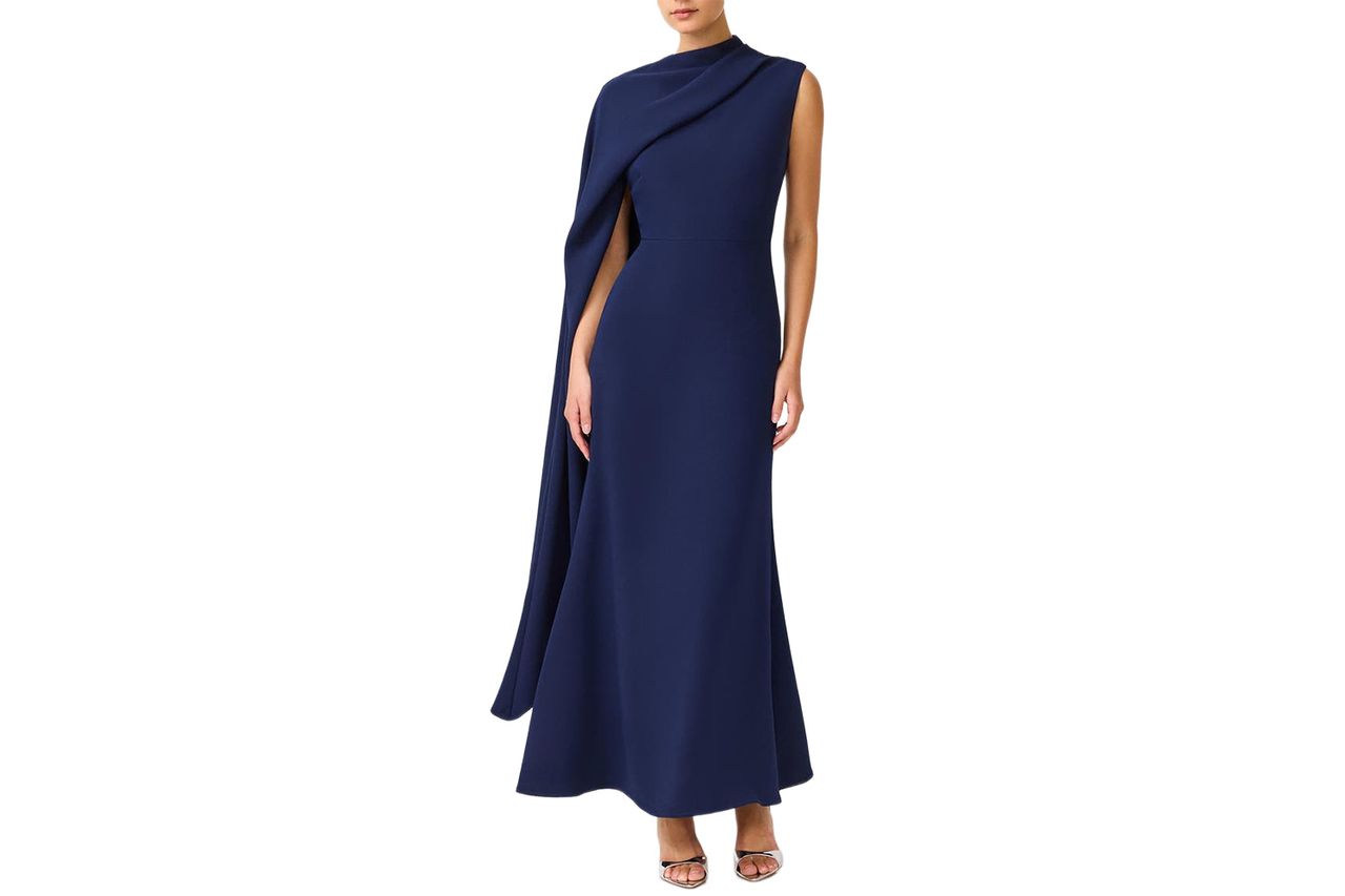 Leonara Asymmetric Cape Dress Elliatt