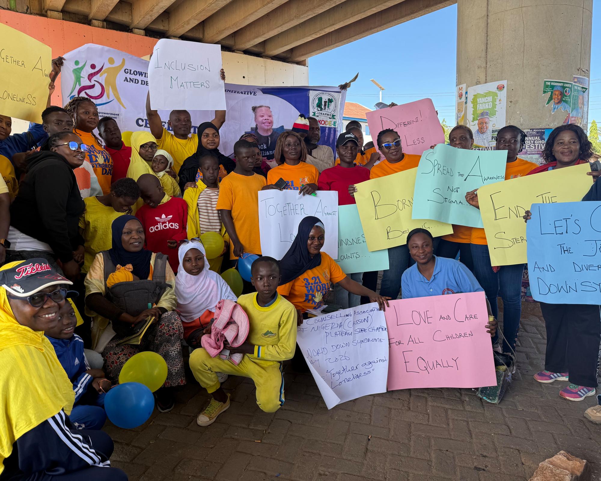 More than 100 people in Jos, central Nigeria, marking World Down Syndrome Day in March this year. Photograph: Courtesy of GlowingStar