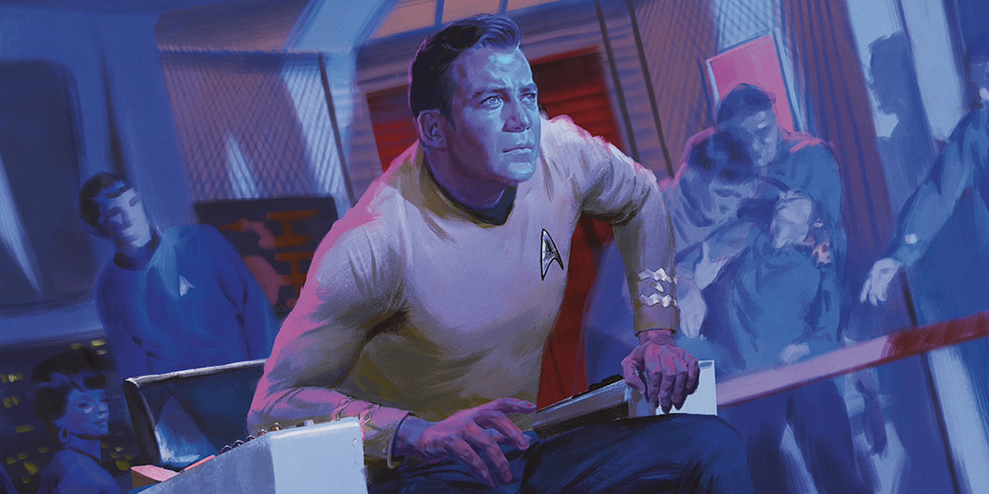 Star Trek Kirk sitting in a chair