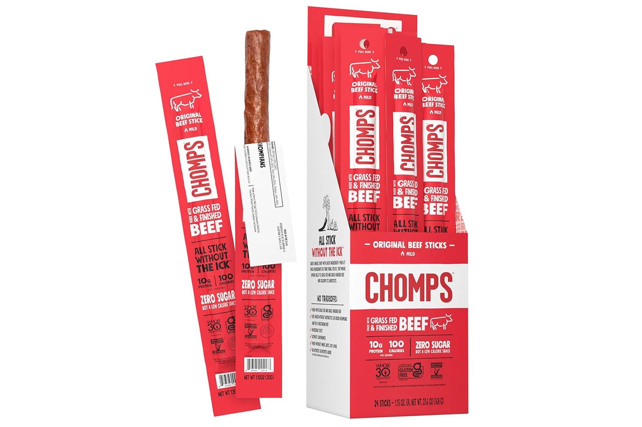 Amazon Chomps Grass-Fed and Finished Original Beef Jerky Snack Sticks