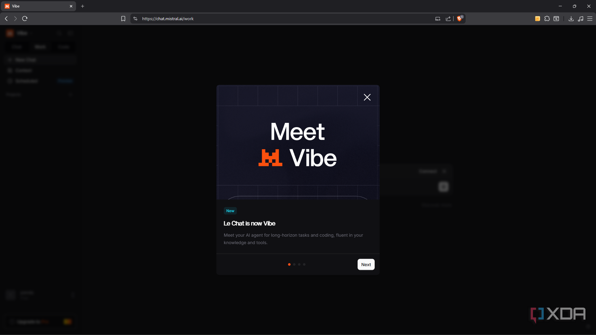 Vibe welcome dialog Le Chat is now Vibe