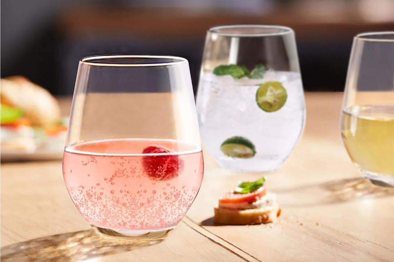 Stemless Wine Glasses Set of 4, Red White Wine Glasses