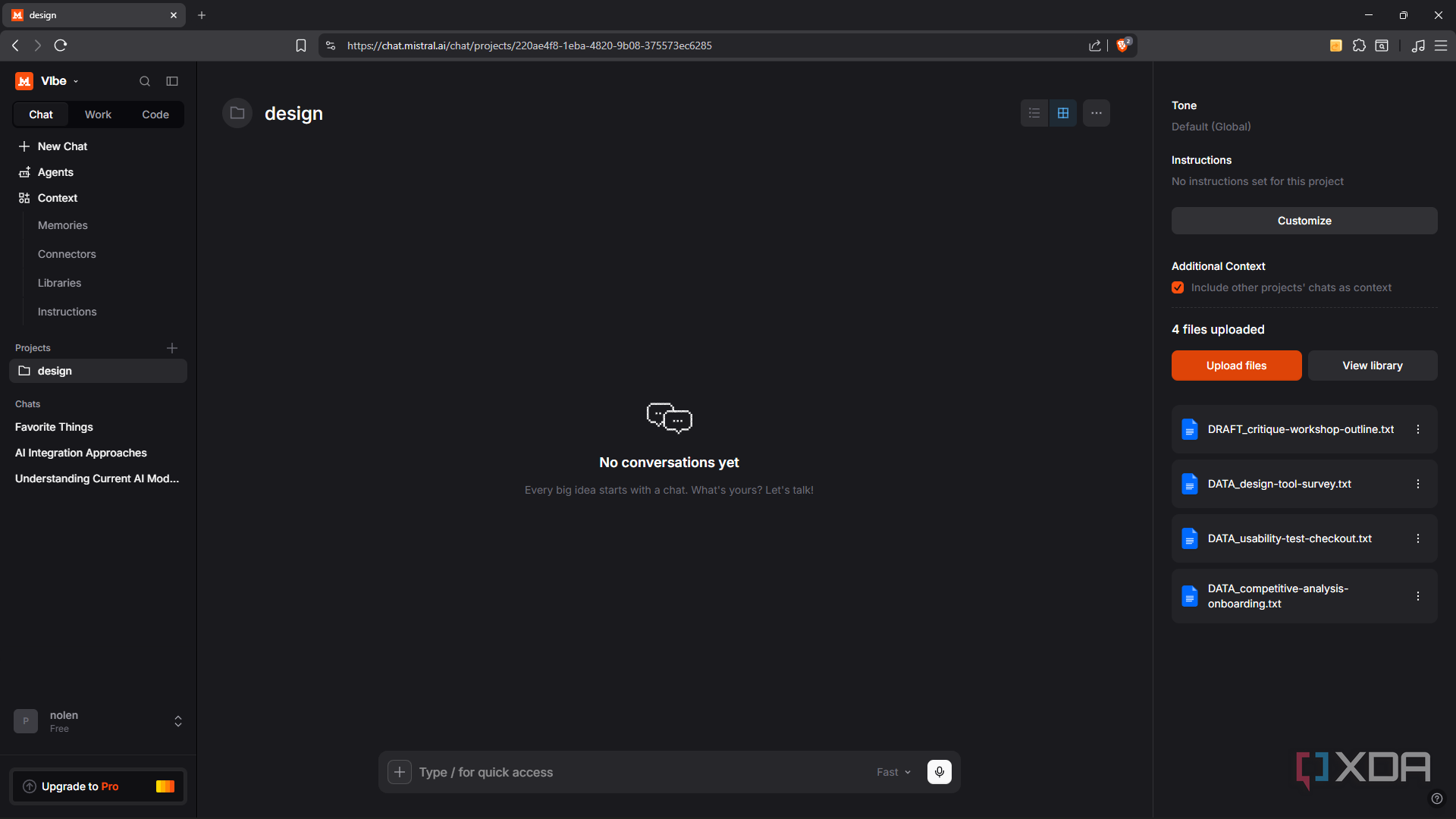 design project files in Vibe