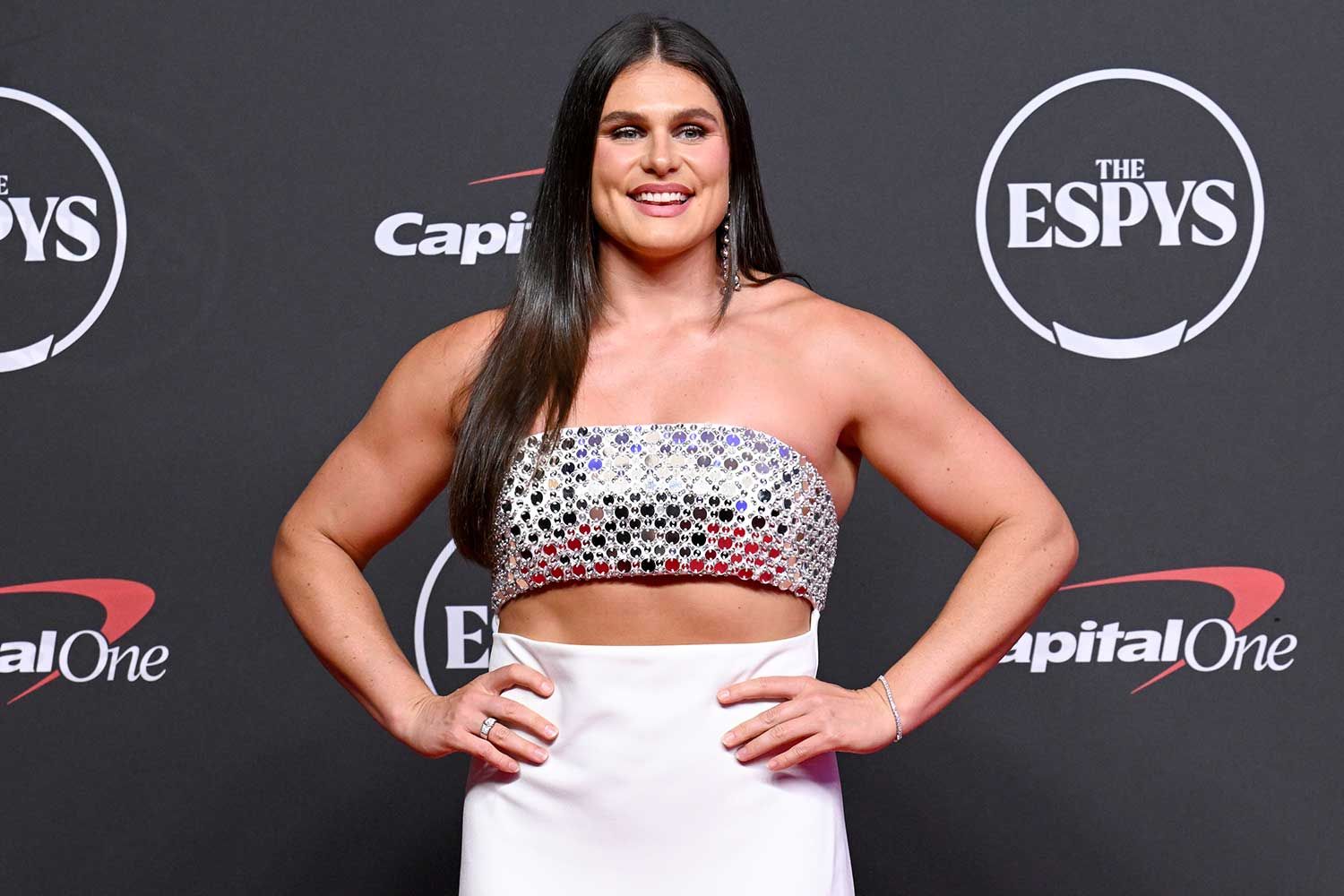 Ilona Maher makes her mark on the 2026 ESPYS red carpet in a cutout gown from TJ Maxx