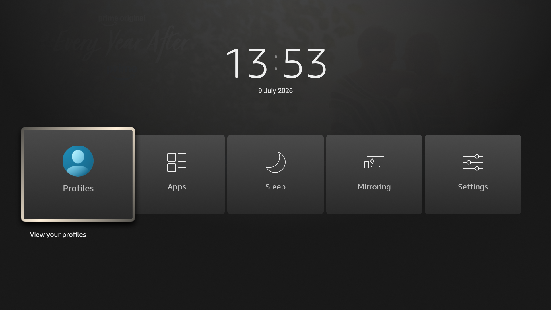 The quick access screen in Fire TV.