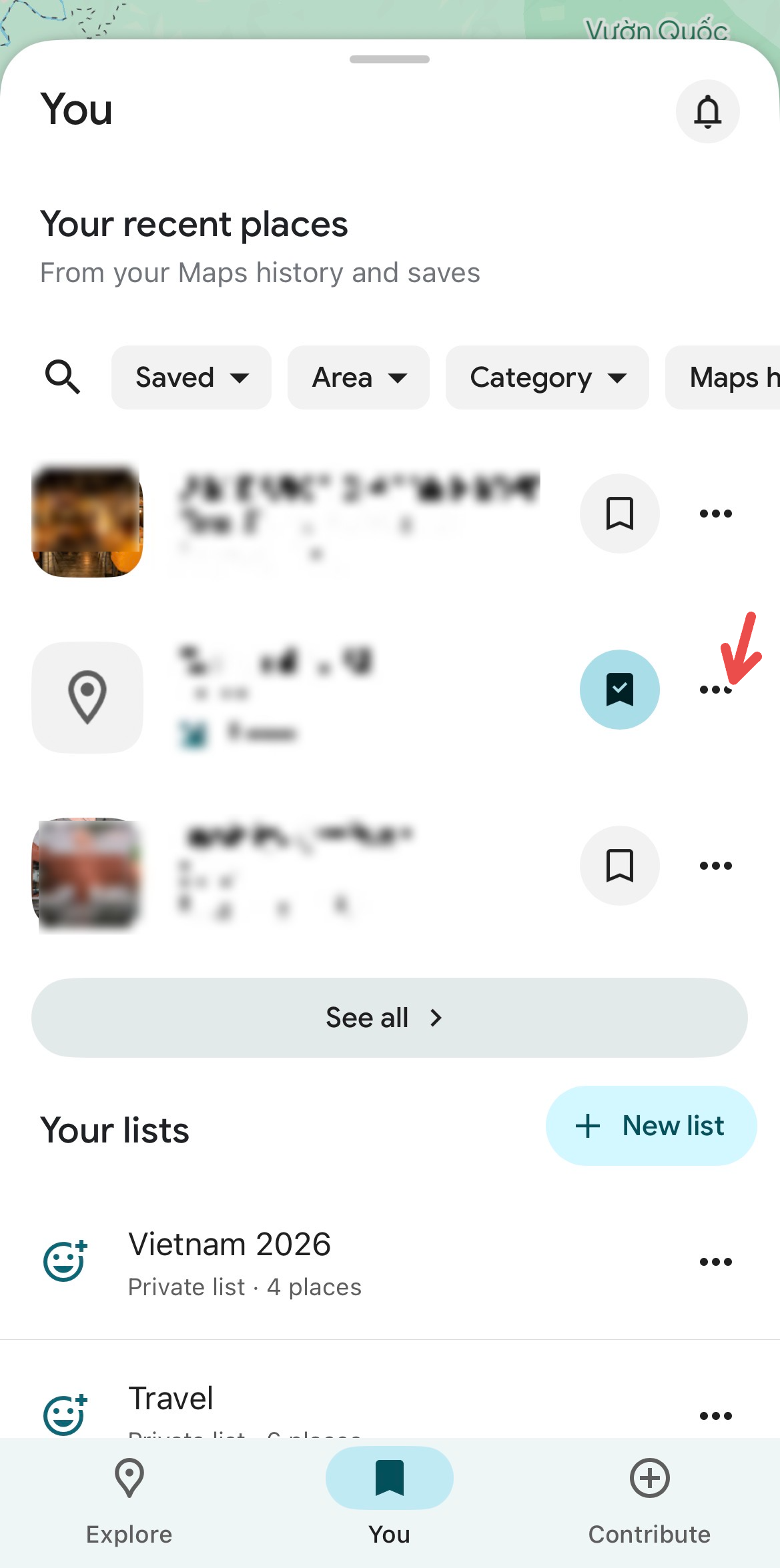 Saved place settings on Google Maps.