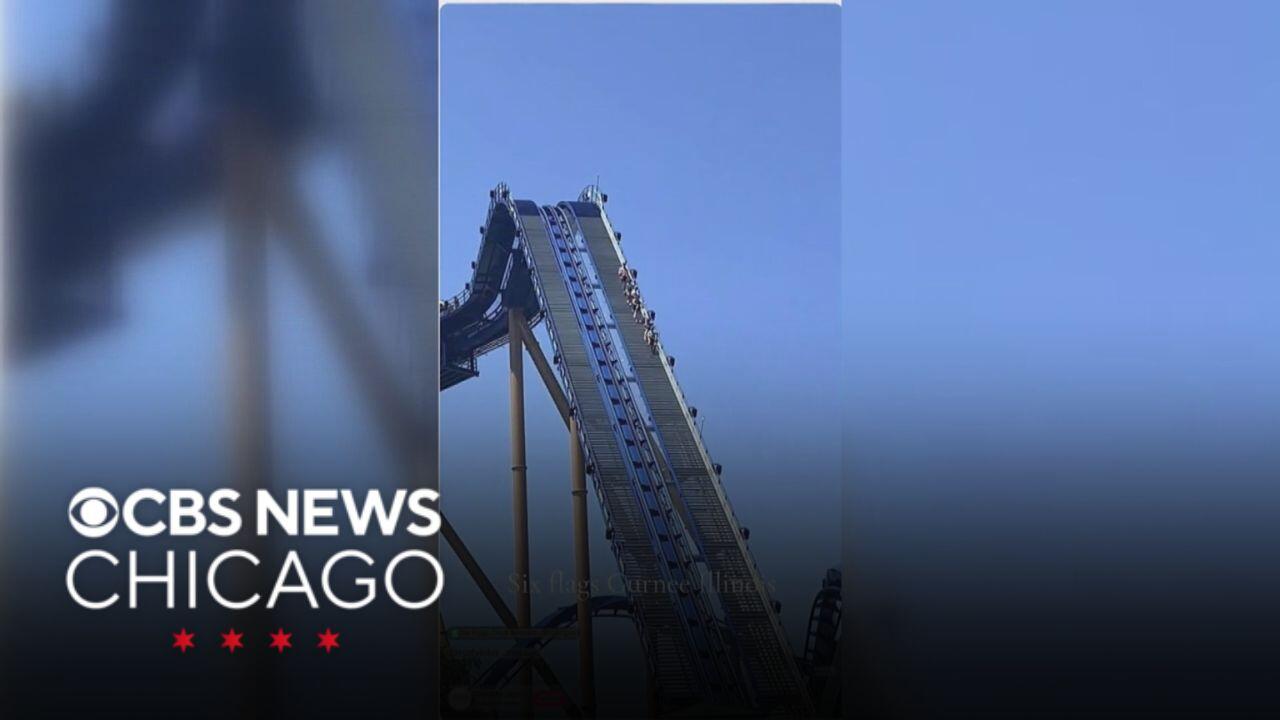 Roller coaster riders climb down track of stalled ride at Six Flags ...