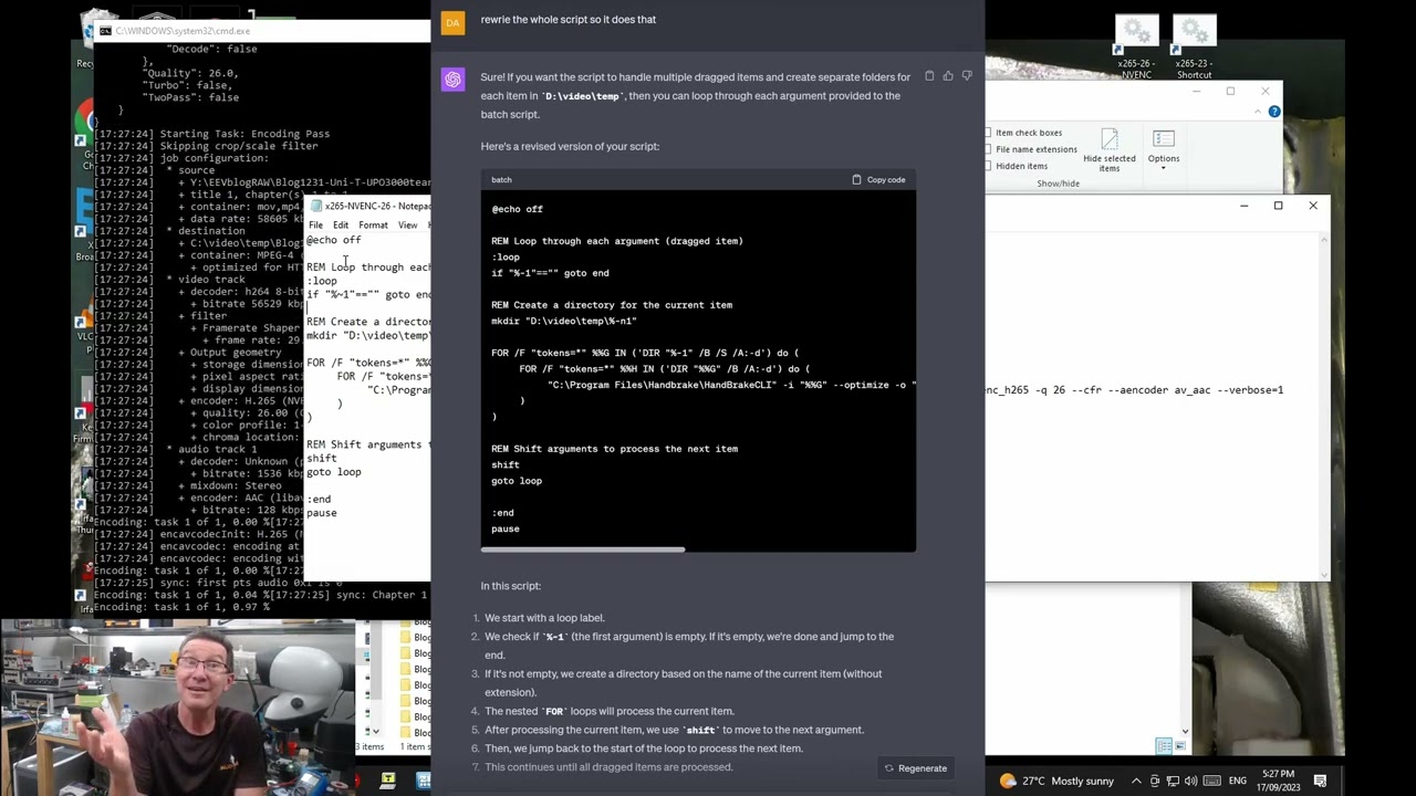 My automated Handbrake video conversion batch file script