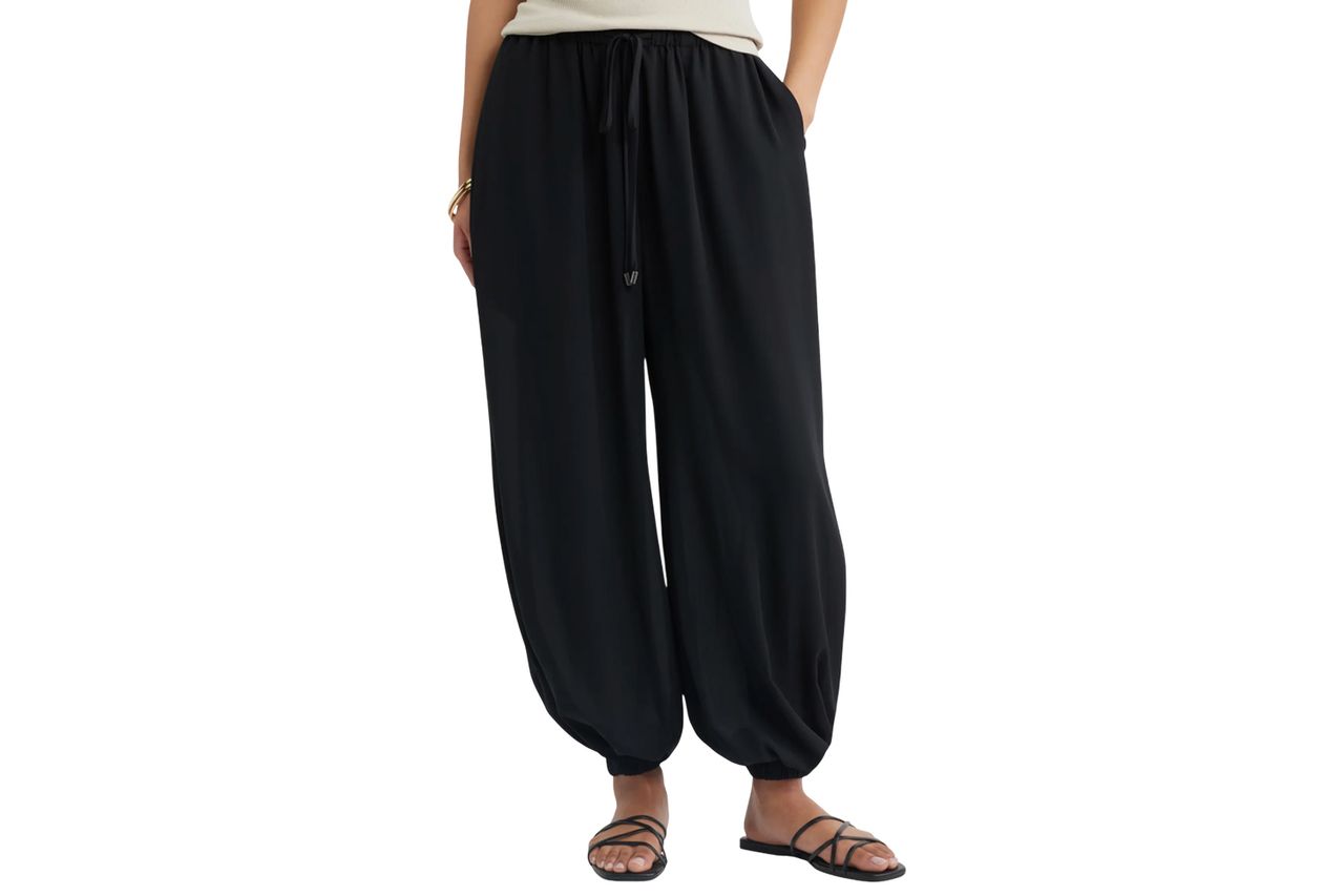 Tie Waist Balloon Pants Open Edit