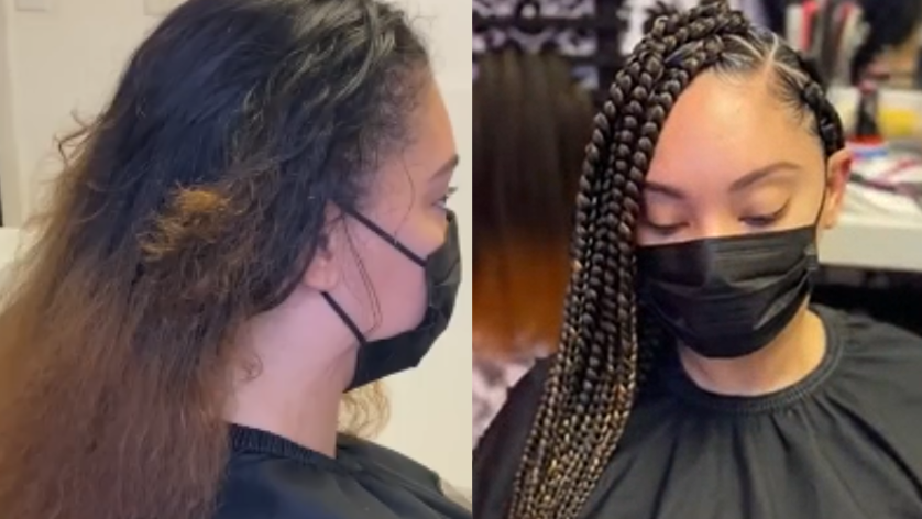 How knotless and knotted braids combine