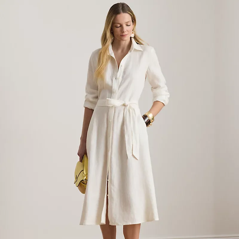 Belted Linen Shirtdress