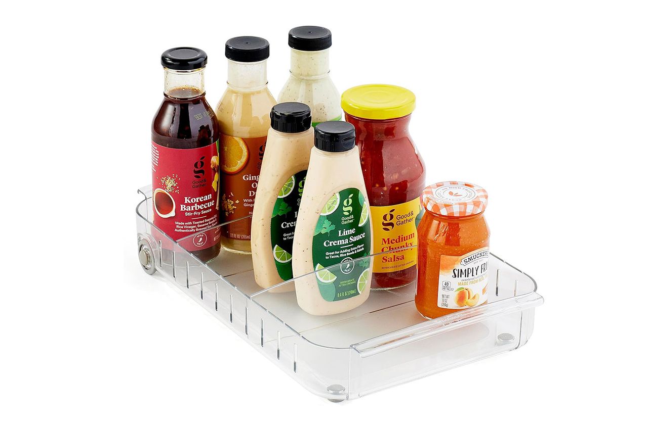 YouCopia RollOut Fridge Caddy BPA-Free Clear Rolling Refrigerator Organizer Bin