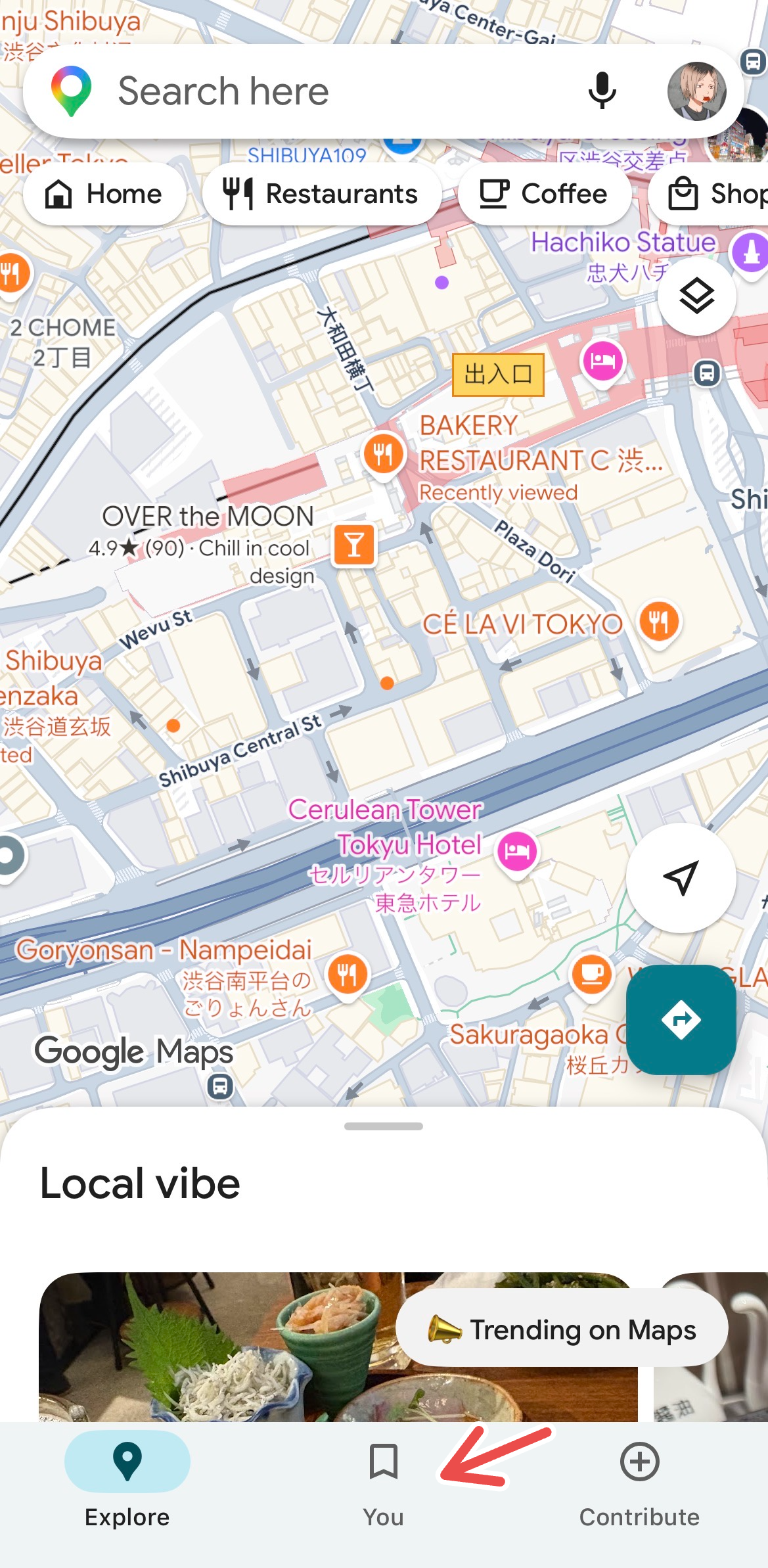 The You tab on Google Maps.