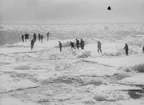 The remaining men were forced to scramble over the ice to safety