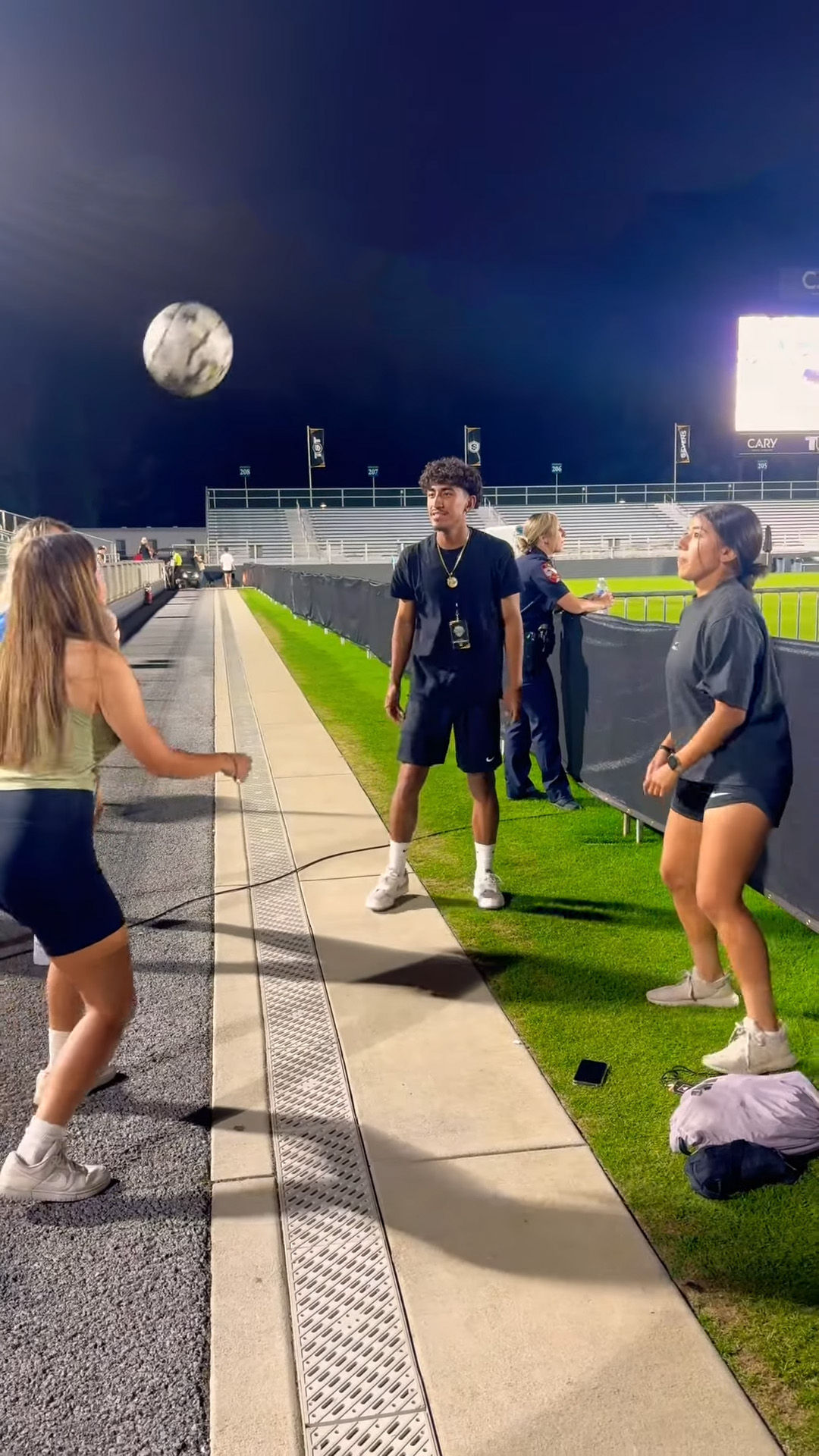 Soccer lovers practicing some fun moves together