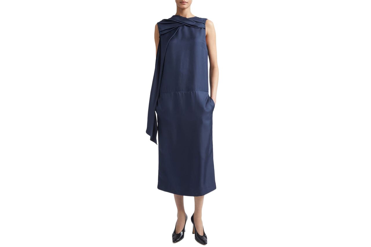 Izia Draped Silk Twill Cape Dress LOULOU DE SAISON