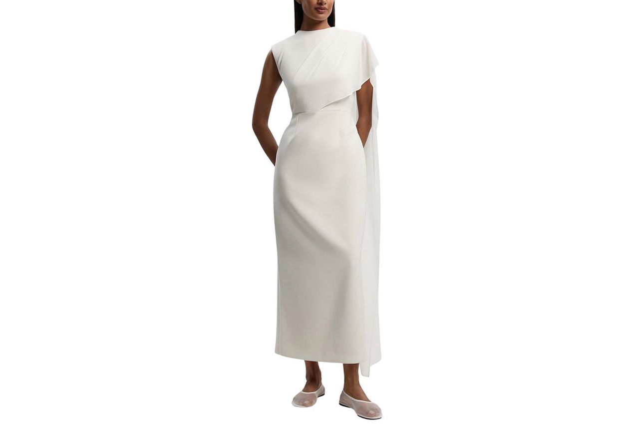 Tailored Cape Drape Maxi Dress Karen Millen
