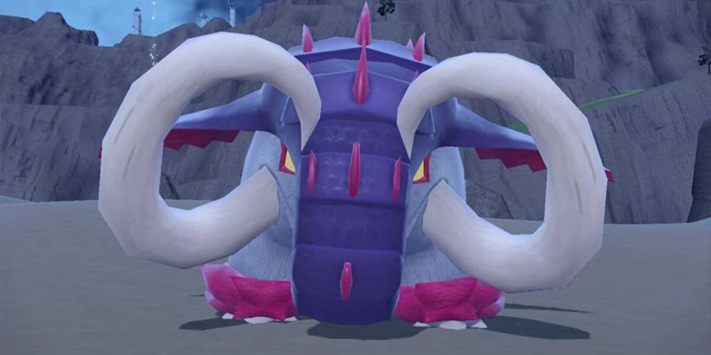 The Paradox and Titan Pokémon Great Tusk in Pokémon Scarlet.