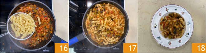 Fusilli with peppers and eggplant