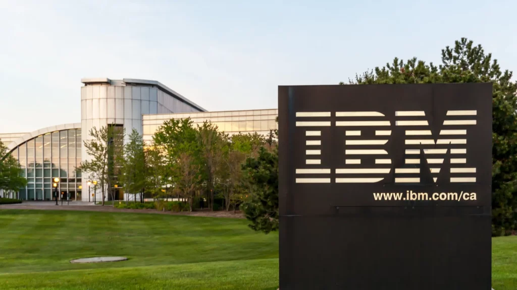 IBM logo outside a building