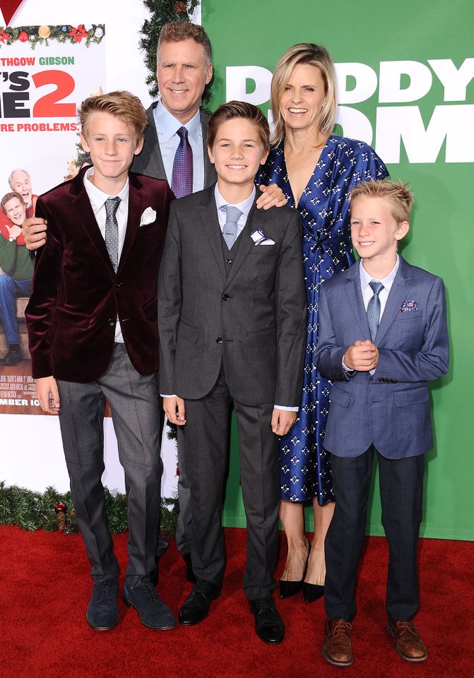 Will Ferrell, wife Viveca Paulin and children Magnus Paulin Ferrell, Mattias Paulin Ferrell and Axel Paulin Ferrell attend the premiere of