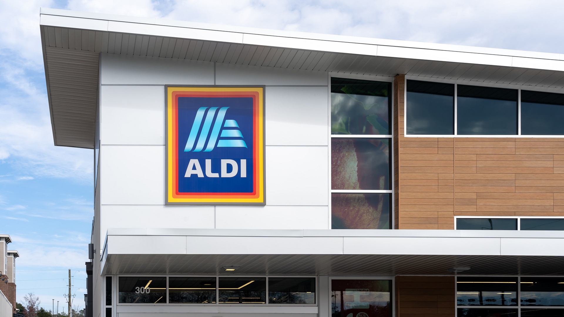 Discover an Aldi store with a sloped roof in Tallahassee, Florida, United States of America on a sunny day