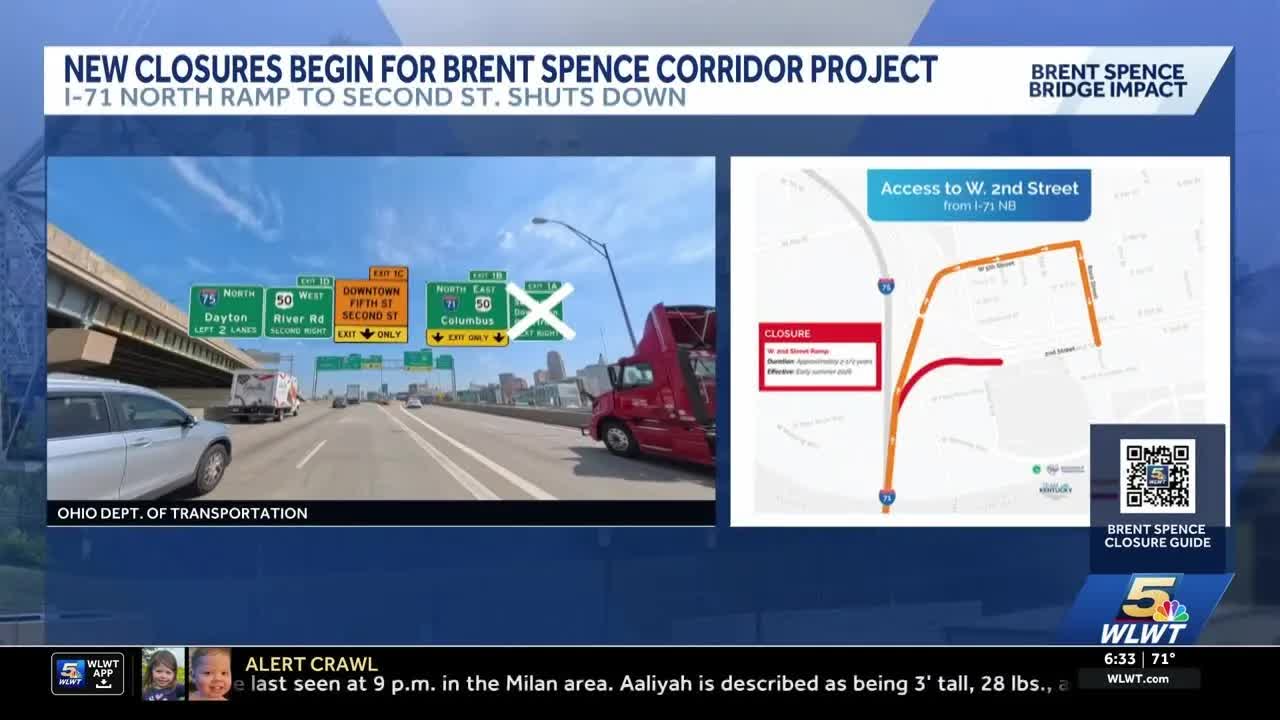 Brent Spence Bridge project sees new long-term closures begin