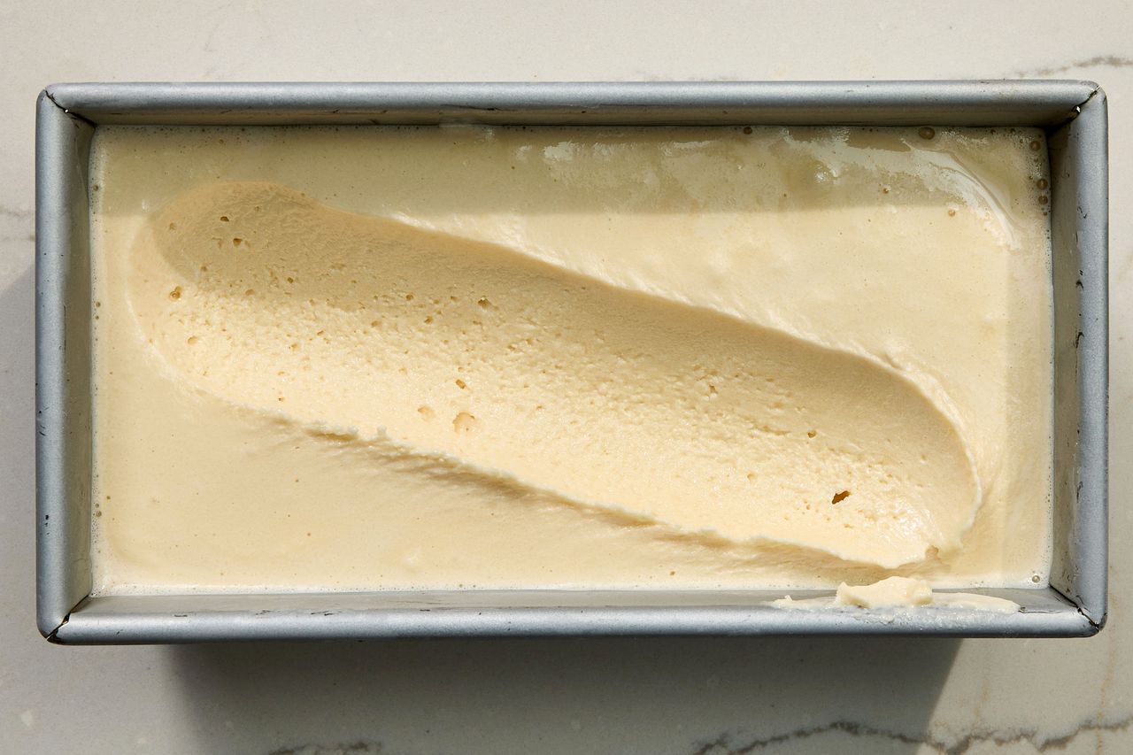 No-churn ice cream made with a hand-mixer.