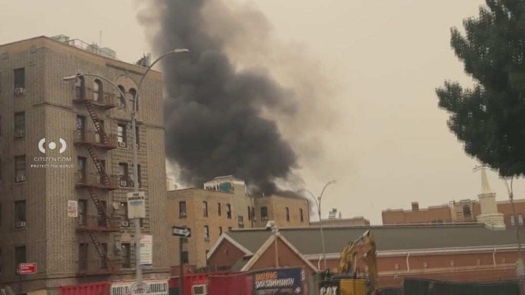 5 firefighters injured while battling massive fire in the Bronx that ...