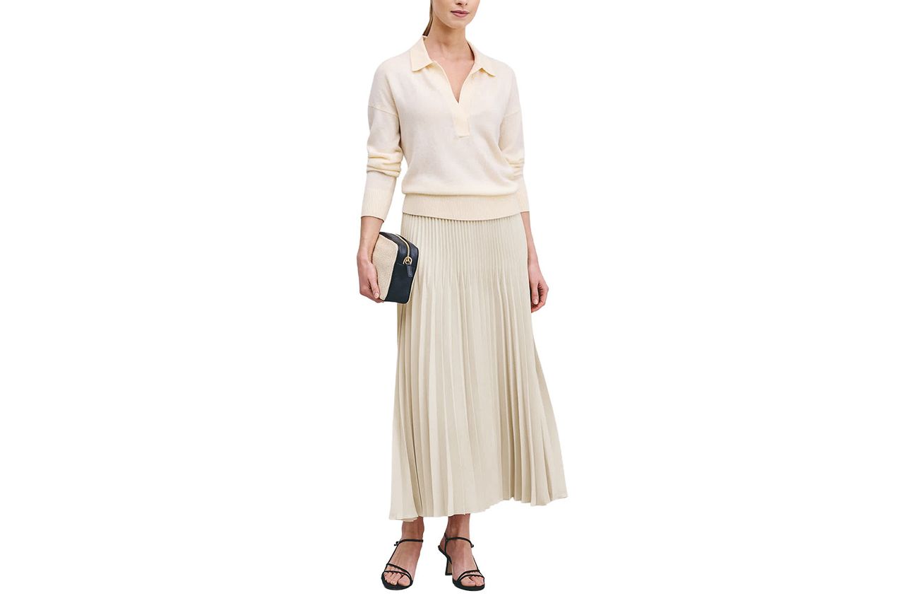 Pleated Matte Midi Skirt