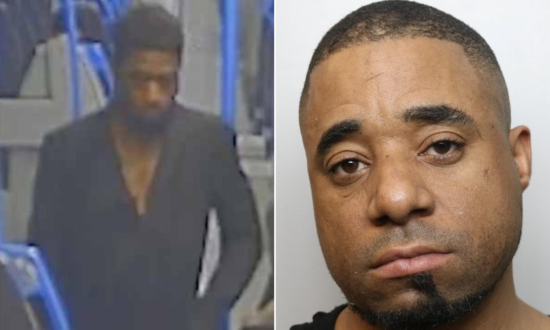 Moment predator prowls empty train at night before targeting lone woman and sexually assaulting her