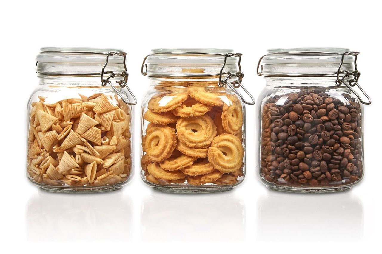 Vtopmart 34oz Glass Food Storage Jars with Airtight Clamp Lids