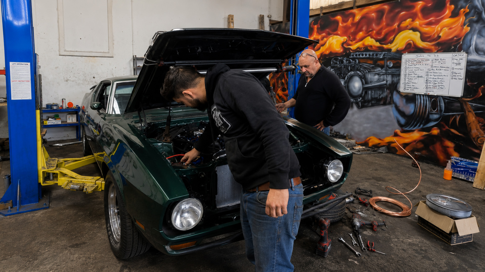 A burned Mustang gets its engine back