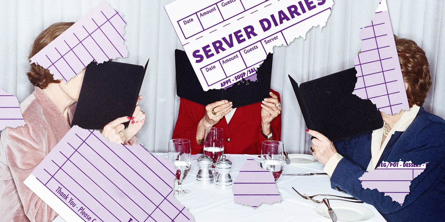 woman sitting around a table reading menus