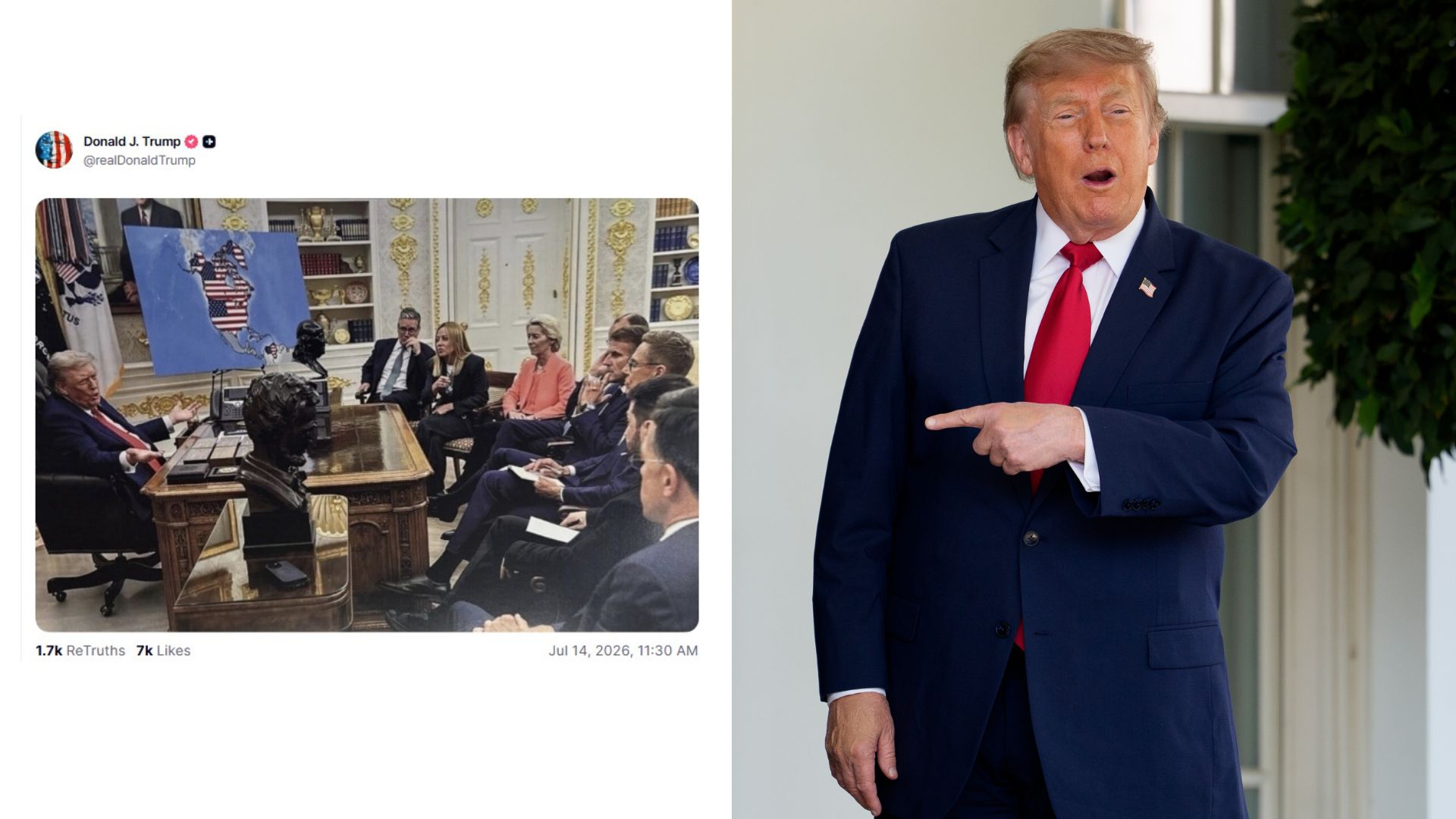 Trump sparks outrage with AI image showing Canada, Greenland, Cuba and Venezuela as US territory