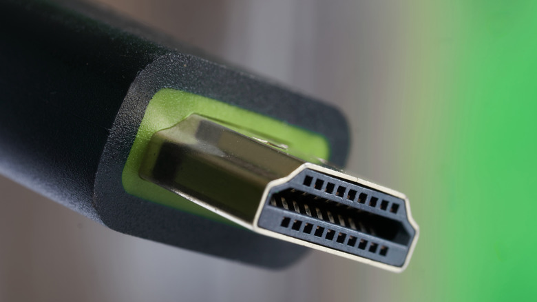 Close up of an HDMI cable